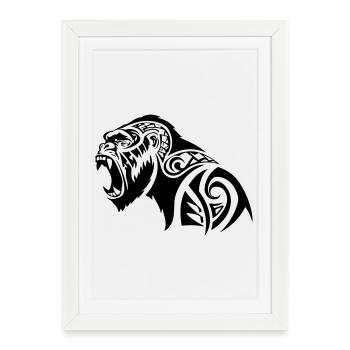 Gorilla Tribal Silverback - Framed poster (27 × 37 cm) - white - Front