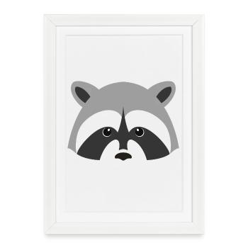Minimalist Raccoon Design - Framed poster (27 × 37 cm) - white - Front