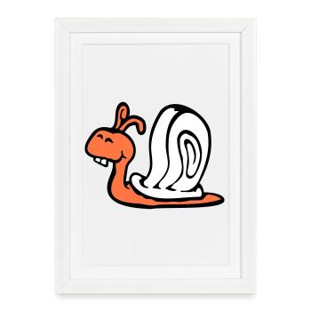 escargot Dents De Lapin Mignon Mignon Heureux Drôle - Affiche encadrée (27 × 37 cm) - blanc - Devant