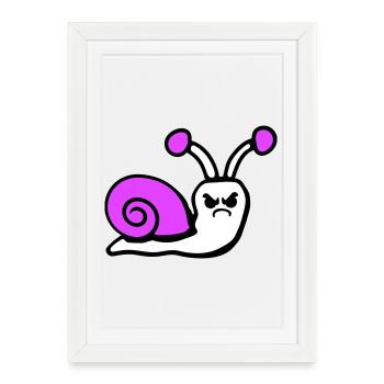 Escargot en colère en colère en colère malheureux contrarié - Affiche encadrée (27 × 37 cm) - blanc - Devant