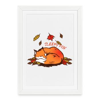 Renard endormi Rêve d’automne Renard endormi - Affiche encadrée (27 × 37 cm) - blanc - Devant