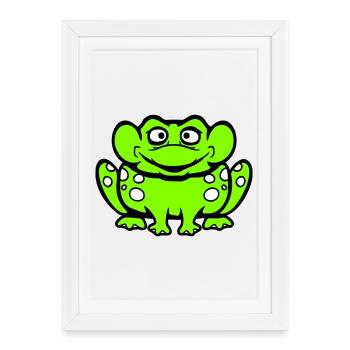 Frog Toad Laughing Funny Silly Cheeky Sitting Comic - Framed poster (27 × 37 cm) - white - Front