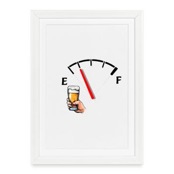 Beer and Tank Gauge Cartoon - Framed poster (27 × 37 cm) - white - Front