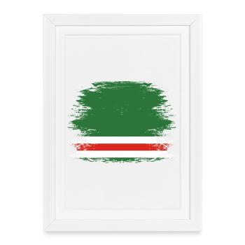Drapeau de la Tchétchénie utilisé - Affiche encadrée (27 × 37 cm) - blanc - Devant