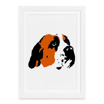 Chien Saint-Bernard - Affiche encadrée (27 × 37 cm) - blanc - Devant