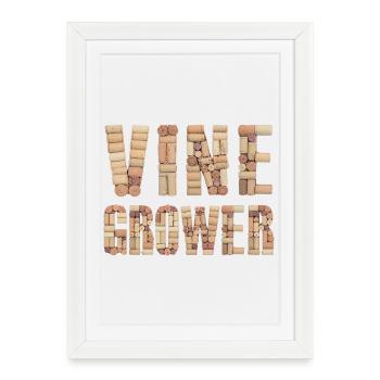 Viticulteur – Typographie du liège naturel - Affiche encadrée (27 × 37 cm) - blanc - Devant