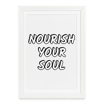 Nourrissez votre âme Gras Écrit à la main - Affiche encadrée (27 × 37 cm) - blanc - Devant