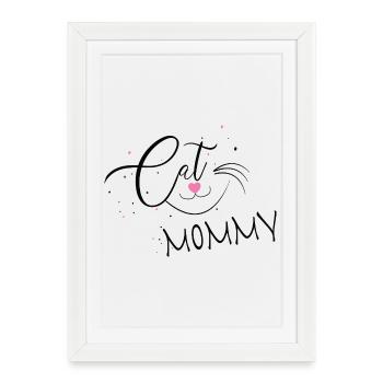 Dessin de cœur de maman chat - Affiche encadrée (27 × 37 cm) - blanc - Devant