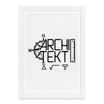 Conception architecte avec outil de dessin - Affiche encadrée (27 × 37 cm) - blanc - Devant