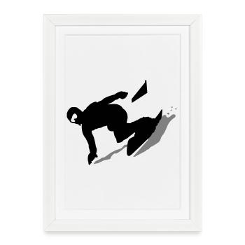 Snowboard Slalom - Affiche encadrée (27 × 37 cm) - blanc - Devant