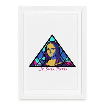 Paris dans la Joconde en verre (La Joconde) - Affiche encadrée (27 × 37 cm) - blanc - Devant