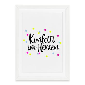 Confettis dans le cœur | Tenue de groupe de carnaval | Coloré - Affiche encadrée (27 × 37 cm) - blanc - Devant