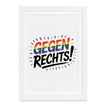 Contre la droite - Logo Cool Pride - Affiche encadrée (27 × 37 cm) - blanc - Devant