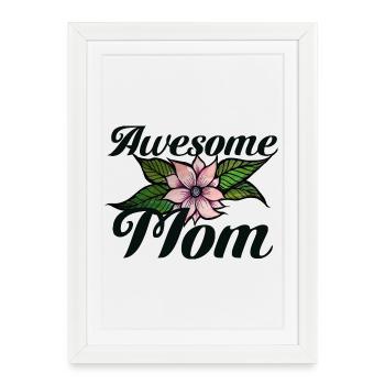Emblème floral de la Géniale Maman - Affiche encadrée (27 × 37 cm) - blanc - Devant