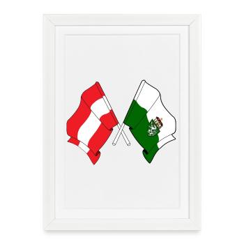 Drapeaux croisés de l’Autriche et de la Styrie - Affiche encadrée (27 × 37 cm) - blanc - Devant