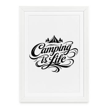 Dicton de la vie de camping - Affiche encadrée (27 × 37 cm) - blanc - Devant