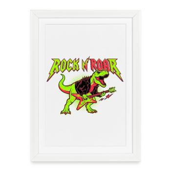 Rock N Roar Dino Rocker - Affiche encadrée (27 × 37 cm) - blanc - Devant