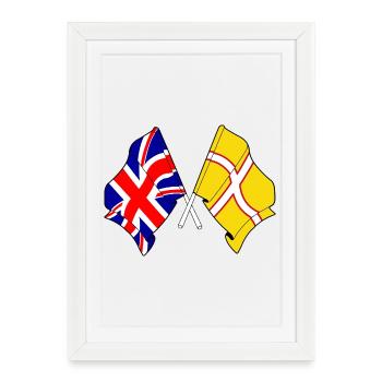 Dorset & Great Britain Cross - Framed poster (27 × 37 cm) - white - Front