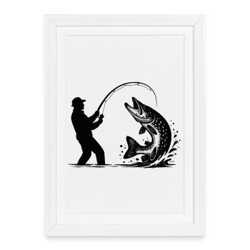 Cadeau pêcheur pêcheur de brochet Prédateur - Affiche encadrée (27 × 37 cm) - blanc - Devant