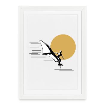 Wingfoiler devant le soleil - Affiche encadrée (27 × 37 cm) - blanc - Devant