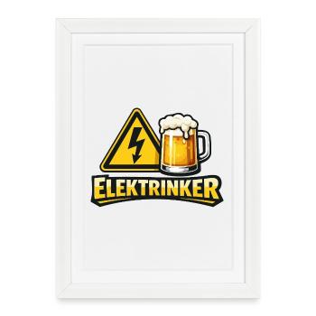 Elektrinker – jeu de mots sur Electrician & Drink - Affiche encadrée (27 × 37 cm) - blanc - Devant