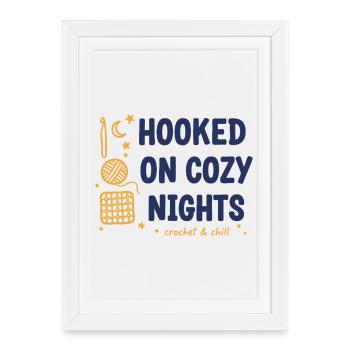 Amoureux du crochet accroché aux nuits douillettes au crochet et - Affiche encadrée (27 × 37 cm) - blanc - Devant