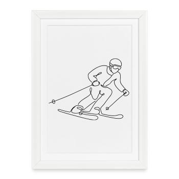 Skier Illustration - Framed poster (27 × 37 cm) - white - Front