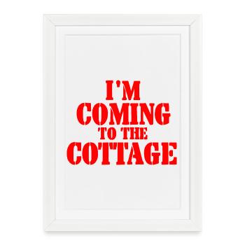 J’arrive au cottage - rouge - Affiche encadrée (27 × 37 cm) - blanc - Devant