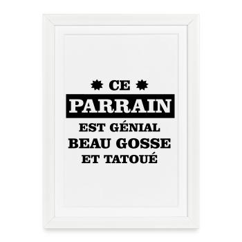 Le parrain beau gosse  - Affiche encadrée (27 × 37 cm) - blanc - Devant