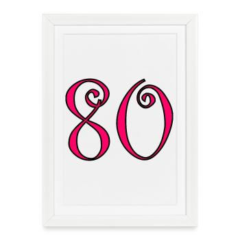 80. 80 ANS. 80e ANNIVERSAIRE. ANNIVERSAIRE 80 ANS. - Affiche encadrée (27 × 37 cm) - blanc - Devant
