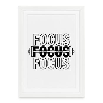 FOCUS Gym Motivation Barbell - Affiche encadrée (27 × 37 cm) - blanc - Devant