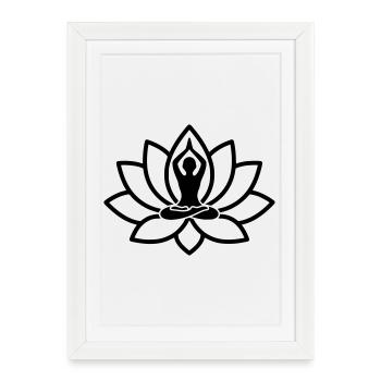 Silhouette de fleur de lotus de yoga - Affiche encadrée (27 × 37 cm) - blanc - Devant