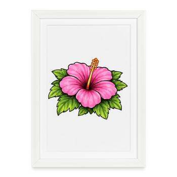 Fleurs de rêves tropicaux de l’hibiscus - Affiche encadrée (27 × 37 cm) - blanc - Devant