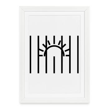 Prison de Sun Behind Baraux - Affiche encadrée (27 × 37 cm) - blanc - Devant