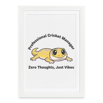 Zero Thoughts Just Vibes Gecko - Affiche encadrée (27 × 37 cm) - blanc - Devant