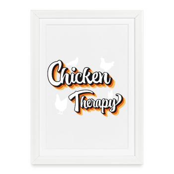 Fans de poulet - Coq - Coq - Poulet de soie - Bio - Affiche encadrée (27 × 37 cm) - blanc - Devant