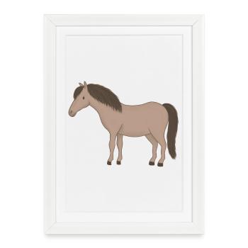 Cheval beige à la crinière foncée - Affiche encadrée (27 × 37 cm) - blanc - Devant