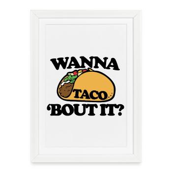 Illustration audacieuse du blason de Taco - Affiche encadrée (27 × 37 cm) - blanc - Devant