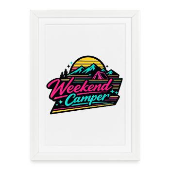 Weekend Camper Neon Skyline - Framed poster (27 × 37 cm) - white - Front