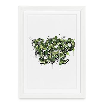 Turbo Life Camouflage Design Car Tuning Motif - Framed poster (27 × 37 cm) - white - Front