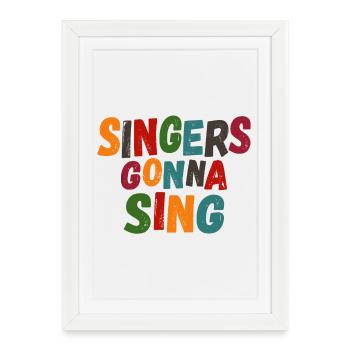 Singers going to sing - Framed poster (27 × 37 cm) - white - Front