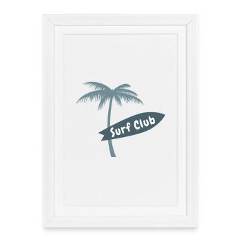 Surf Club Palm Beach Hawaii Surfboard Ocean Vibes - Affiche encadrée (27 × 37 cm) - blanc - Devant