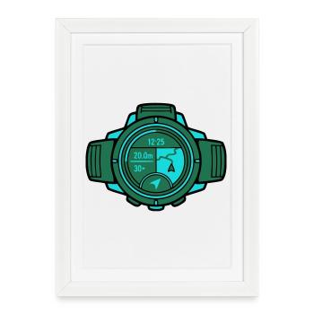 Modern GPS Sports Watch Runner - Framed poster (27 × 37 cm) - white - Front
