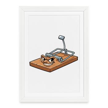Dessin animé du piège à souris coquine - Affiche encadrée (27 × 37 cm) - blanc - Devant