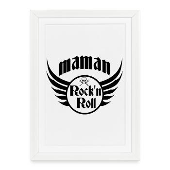 Maman Rock and Roll Crâne Ailes - Affiche encadrée (27 × 37 cm) - blanc - Devant