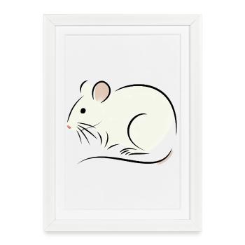 rat blanc - Affiche encadrée (27 × 37 cm) - blanc - Devant