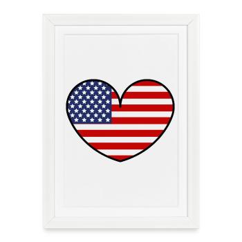 Cœur du drapeau américain - Affiche encadrée (27 × 37 cm) - blanc - Devant