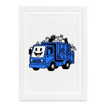 Garbage truck children - Framed poster (27 × 37 cm) - white - Front
