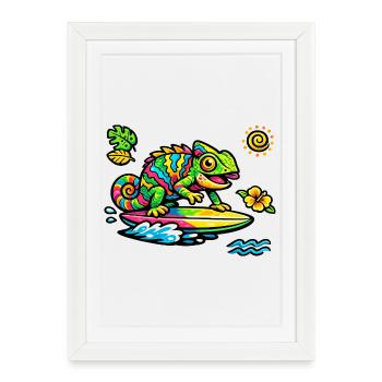 Art coloré du surf caméléon - Affiche encadrée (27 × 37 cm) - blanc - Devant