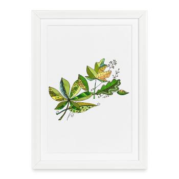 feuilles - Affiche encadrée (27 × 37 cm) - blanc - Devant